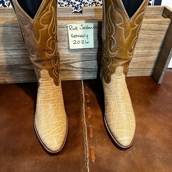 Unisex High-End Light Tan Elephant Skin Cowboy/Cowgirl Boots 7D/8.5B main image 6